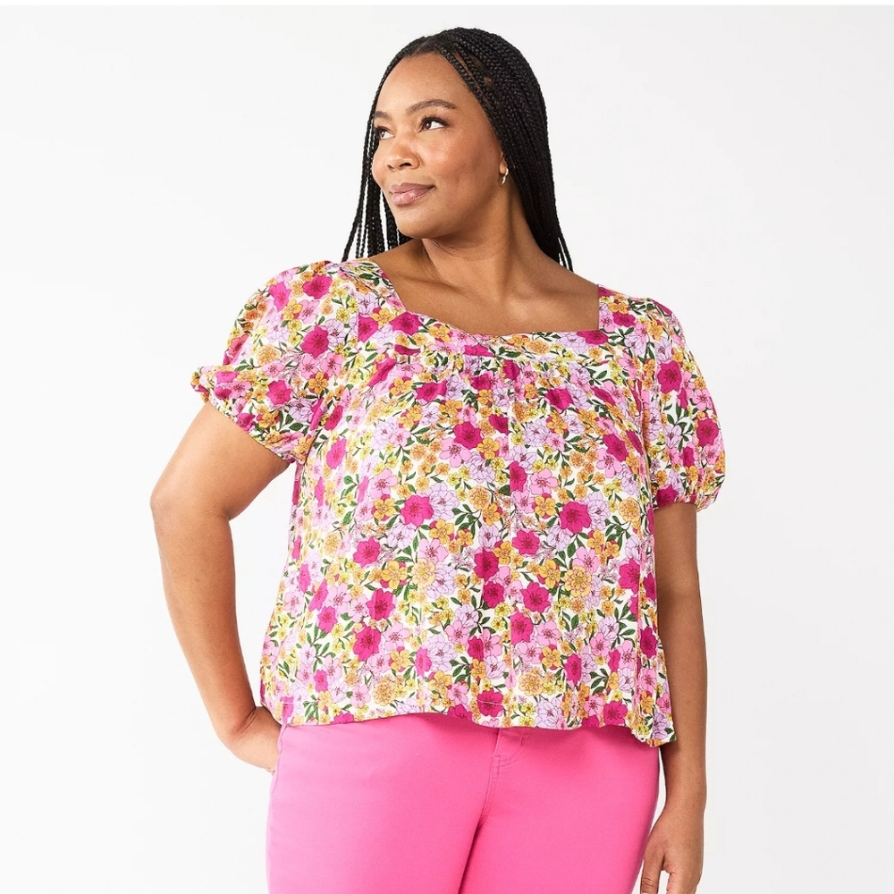 Square neck puff sleeve top